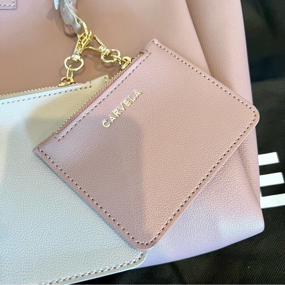 NWT Carvela Kurt Geiger Freya 2 Triple Tote Bag Blush pink with 2 wallets set - Picture 12 of 13
